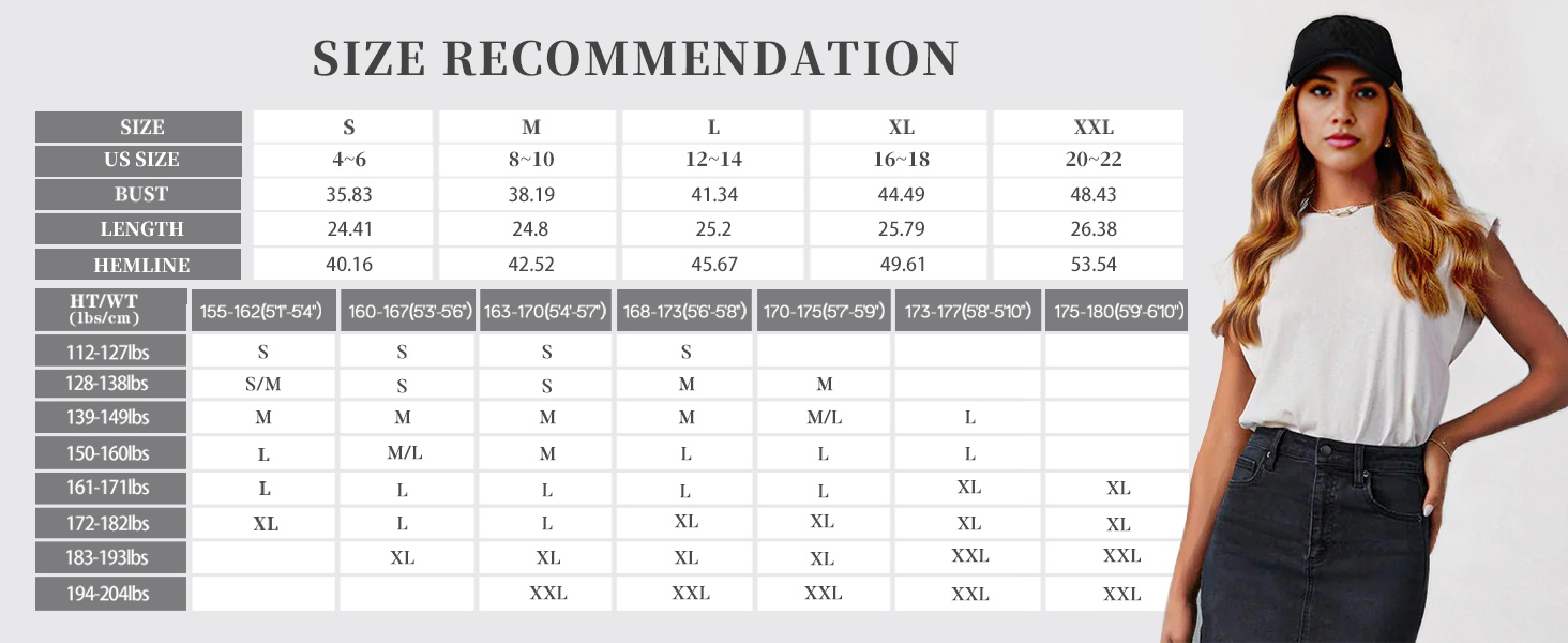 basic tee top size chart