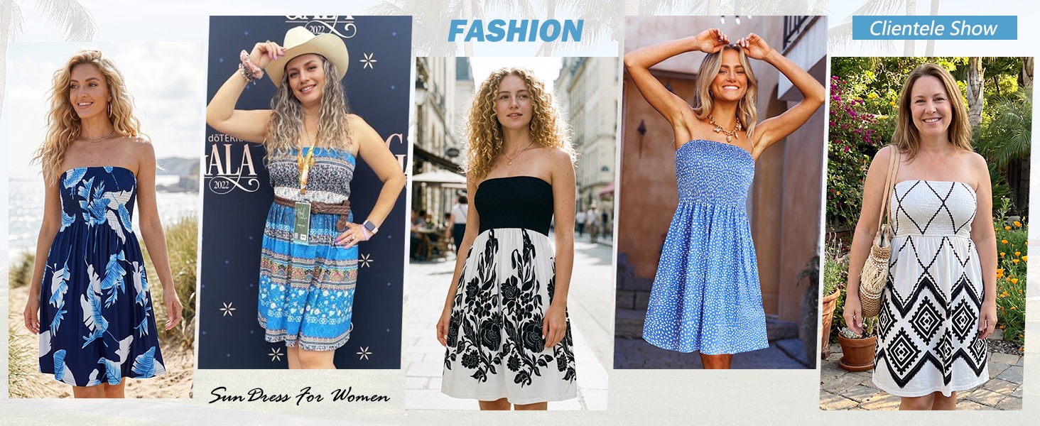 summer dresses for women casual strapless sundress