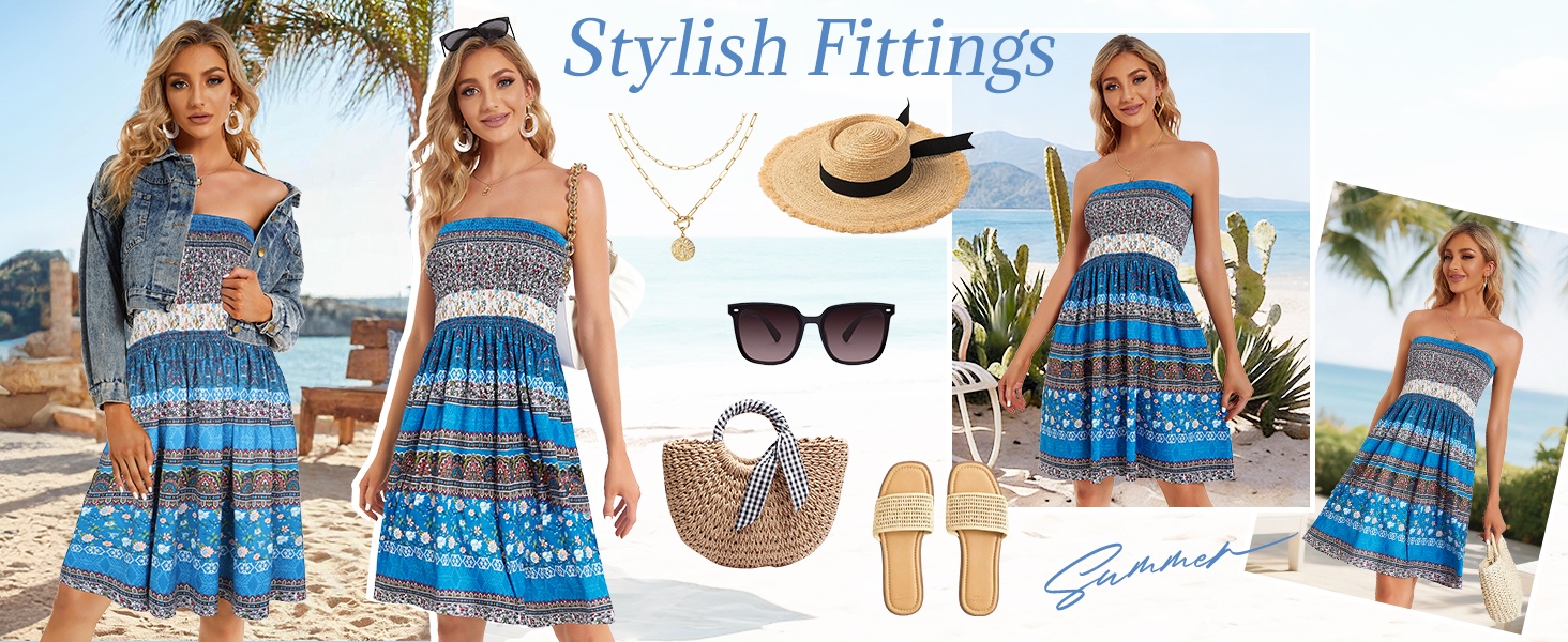 blue boho sundresses