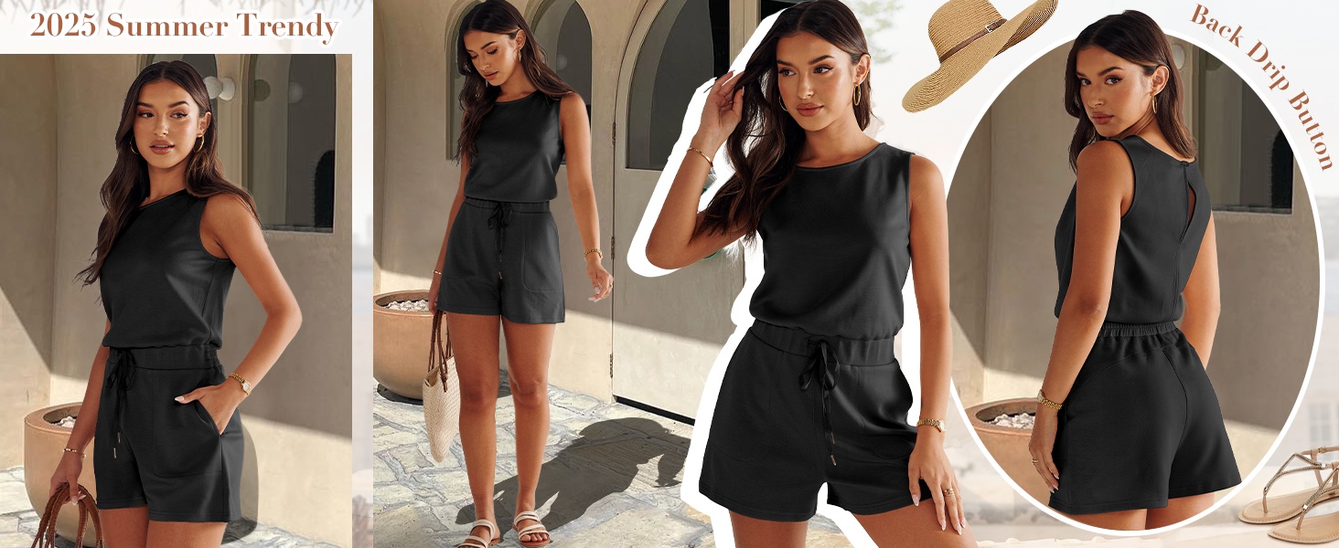 Womens 2025 Summer Casual Romper Beach Vacation Trendy One Piece Clothes