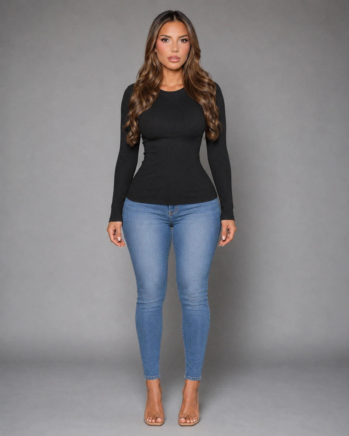 Women Long Sleeve Shirts Rib Knit Slim Fit Tops Basic Tee Spring Outfits Casual T-Shirt Underscrubs Layer Clothes
