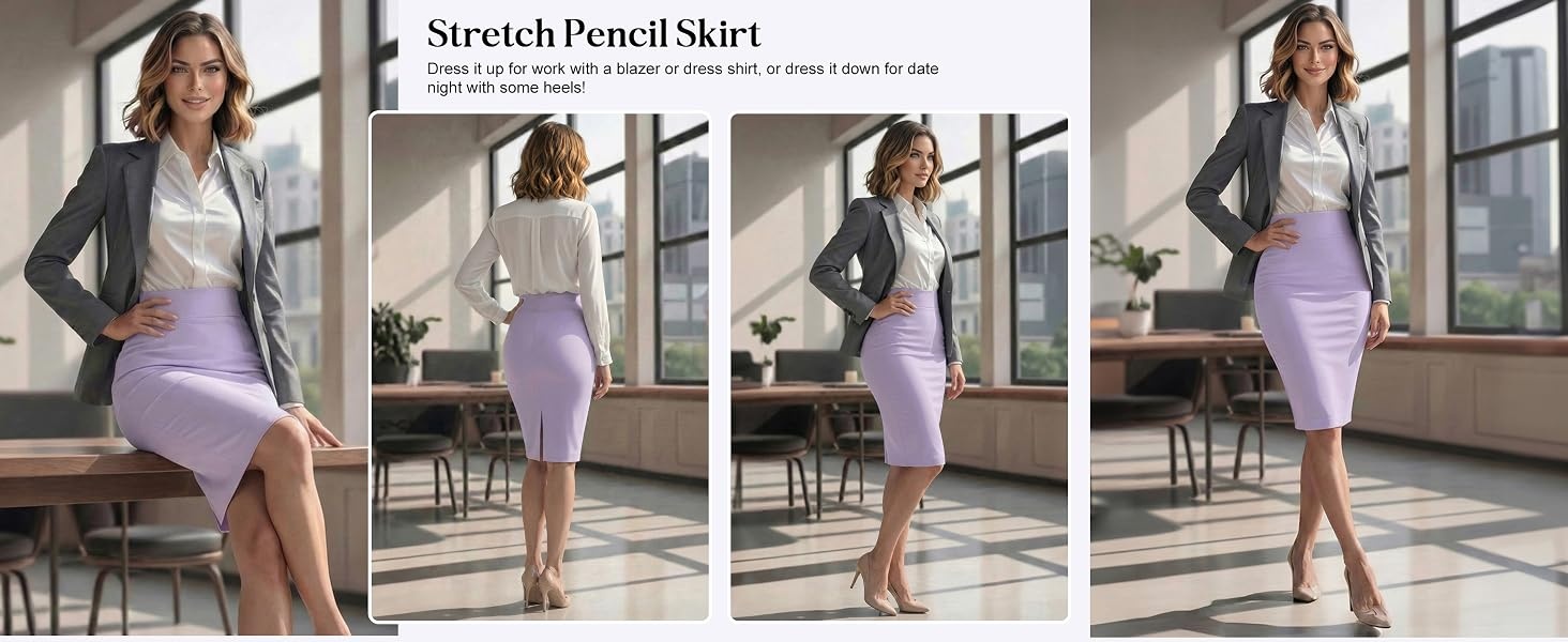 Hybrid &amp; Company Women's Stretchy Office Pencil Skirt