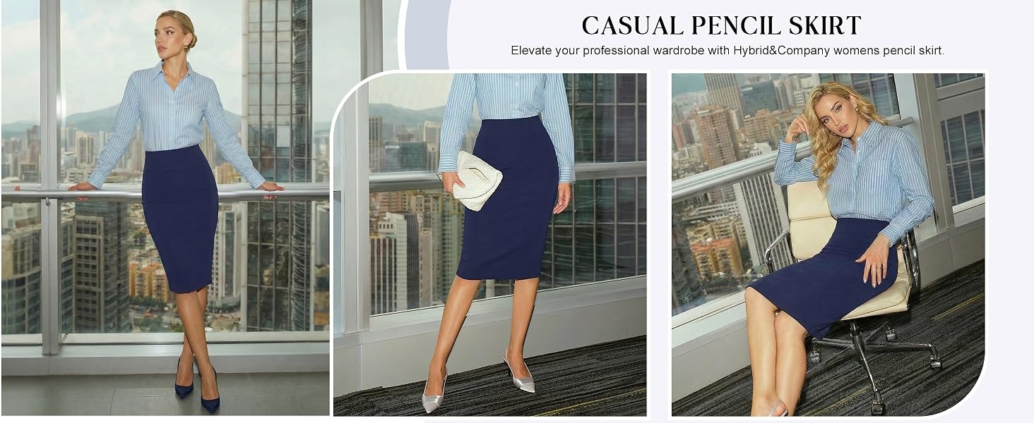 Hybrid &amp; Company Women's Stretchy Office Pencil Skirt