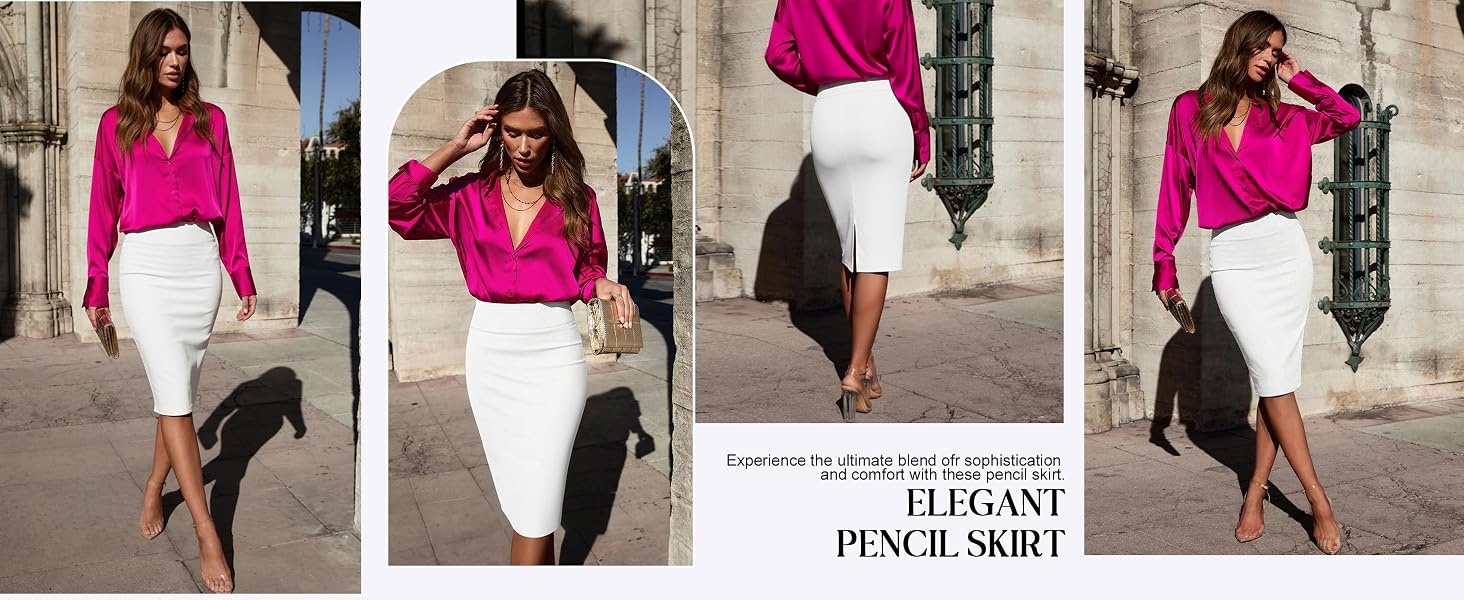 Hybrid &amp; Company Women's Stretchy Office Pencil Skirt