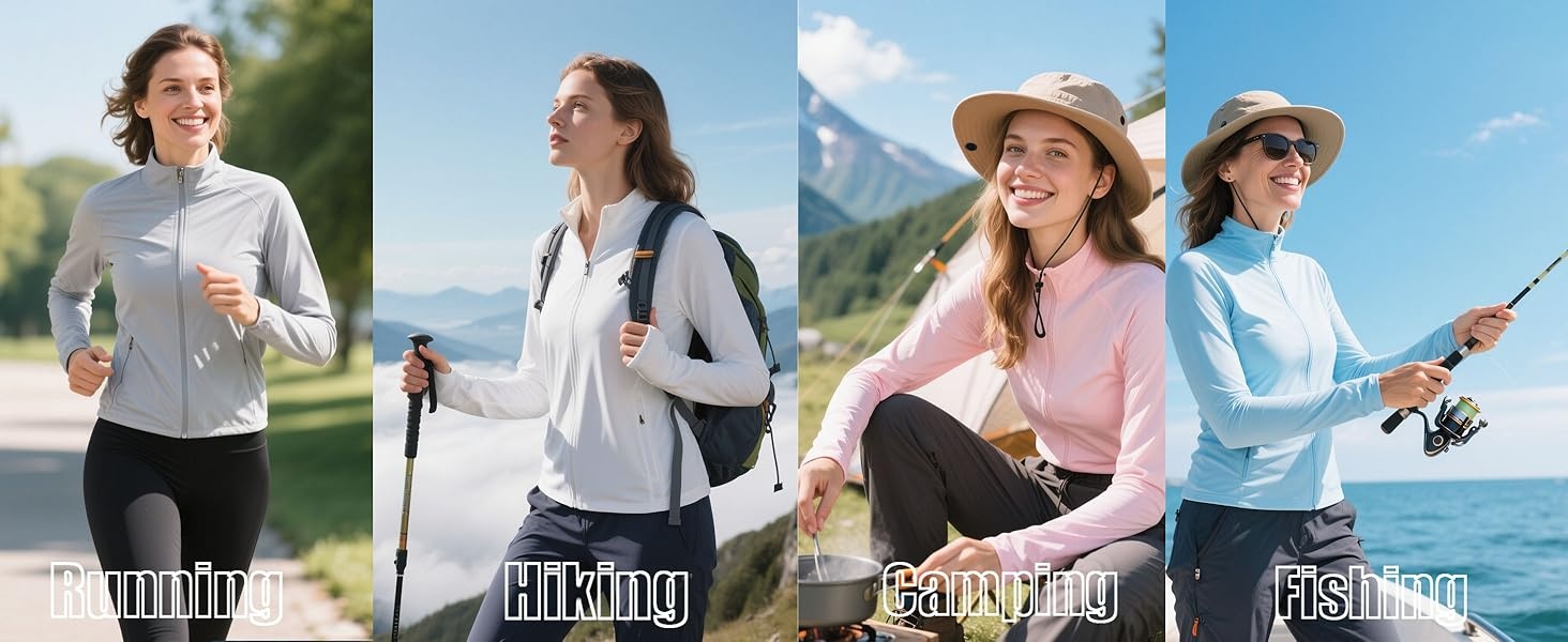 Women's UPF 50+ Lightweight Athletic Jacket Sun Protection Full Zip Long Sleeve Shirts Hiking Outdoor Pockets product story image 7