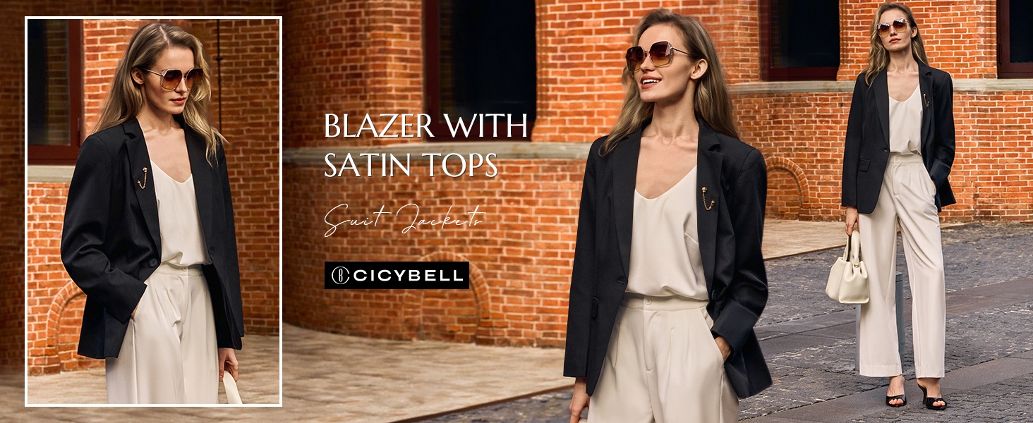 Cicy Bell Womens Casual Blazers Open Front Long Sleeve Work Office Suit Jackets Blazer