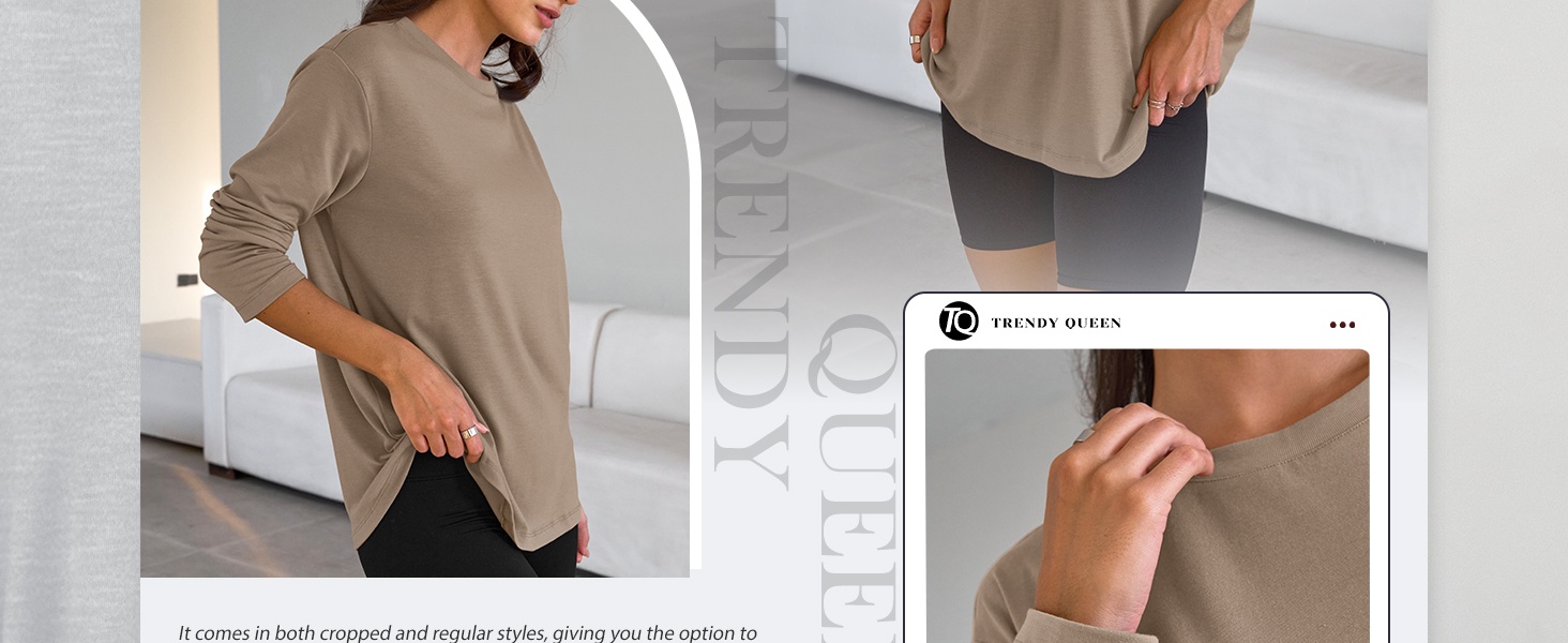 Womens Oversized Long Sleeve Shirts Fall Tops 2026 Basic Tees | Crewneck Fitness Clothing, Y2k Streetwear, Workout Gym Athletic T, Plus Size Fashion, Winter Outfits, Cute Sweatshirts product story image 2