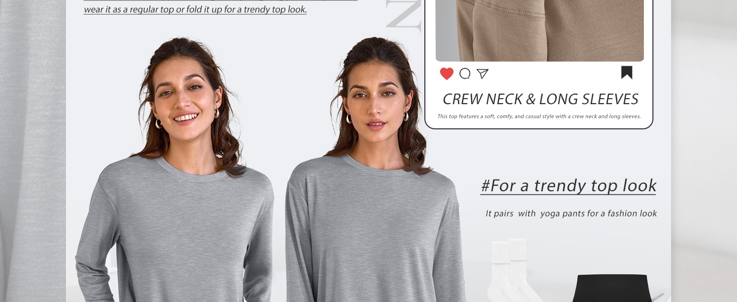 Womens Oversized Long Sleeve Shirts Fall Tops 2026 Basic Tees | Crewneck Fitness Clothing, Y2k Streetwear, Workout Gym Athletic T, Plus Size Fashion, Winter Outfits, Cute Sweatshirts product story image 3