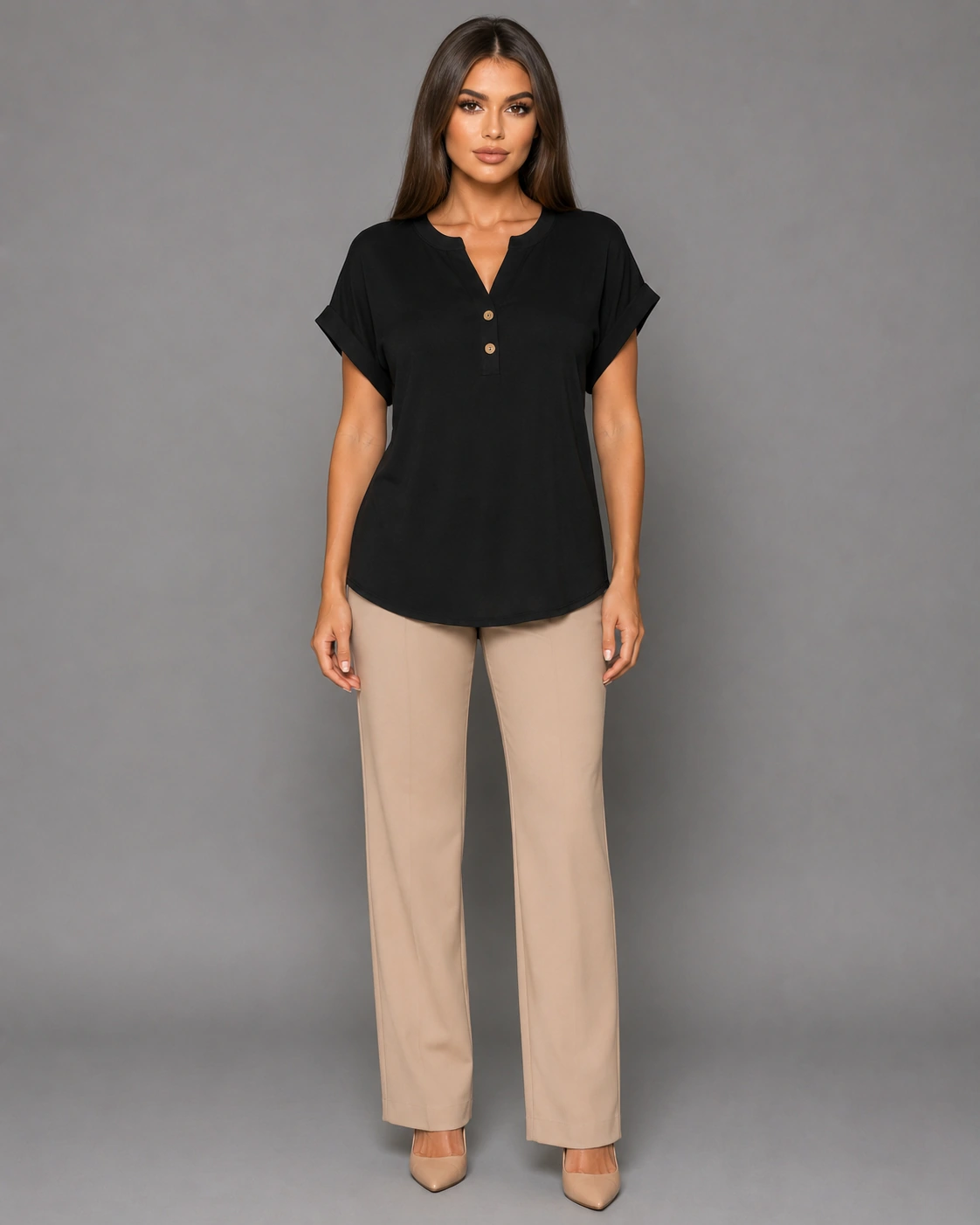 Womens Short Sleeve Henley Tops V Neck Dressy Casual Blouses Summer Trendy Tee Shirts 2026 Vacation Fashion Clothes
