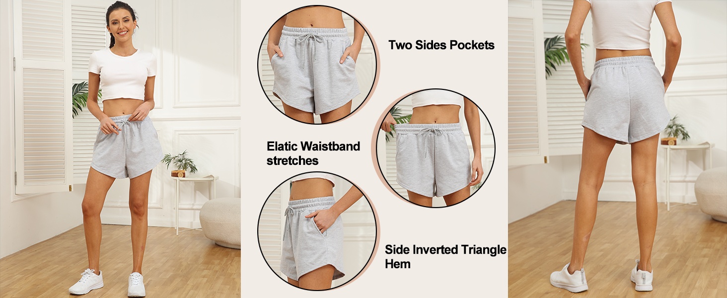 Womens Sweat Shorts with Pockets Casual Summer Comfy Lounge Shorts | Y2K Preppy Stuff,Beach Vacation Travel,Cotton Lounge Pajama Shorts,Athletic Workout Summer Outfits product story image 6