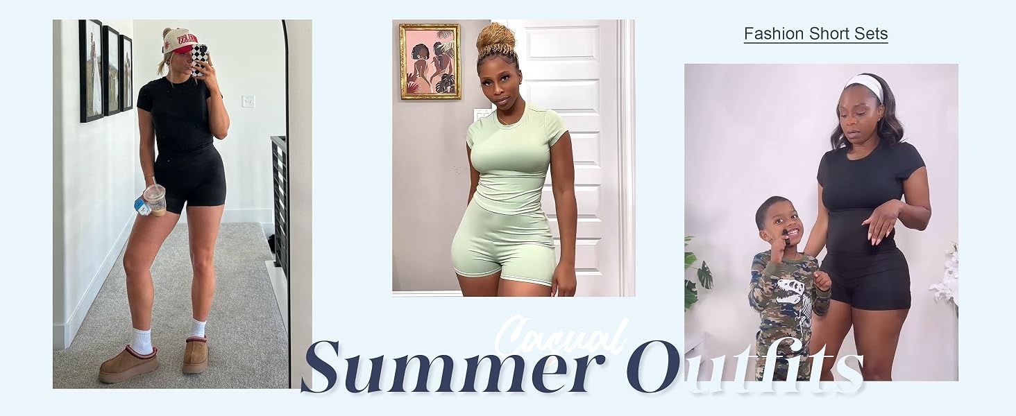 Womens Two Piece Lounge Sets Casual Summer Outfits 2 Piece Short Matching Clothing Set product story image 6
